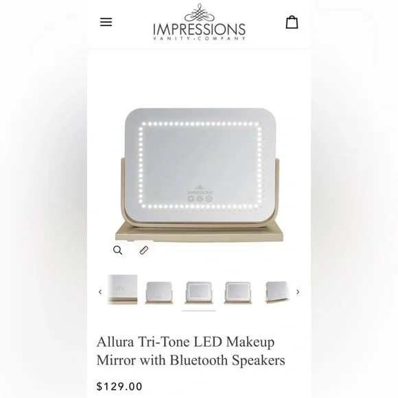 NEW Impressions Allura Tri-Tone LED Makeup Mirror with Bluetooth Speakers